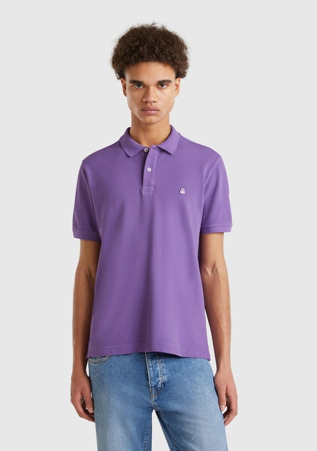  Erkek Mor Regular Fit Kısa Kollu Polo T-Shirt