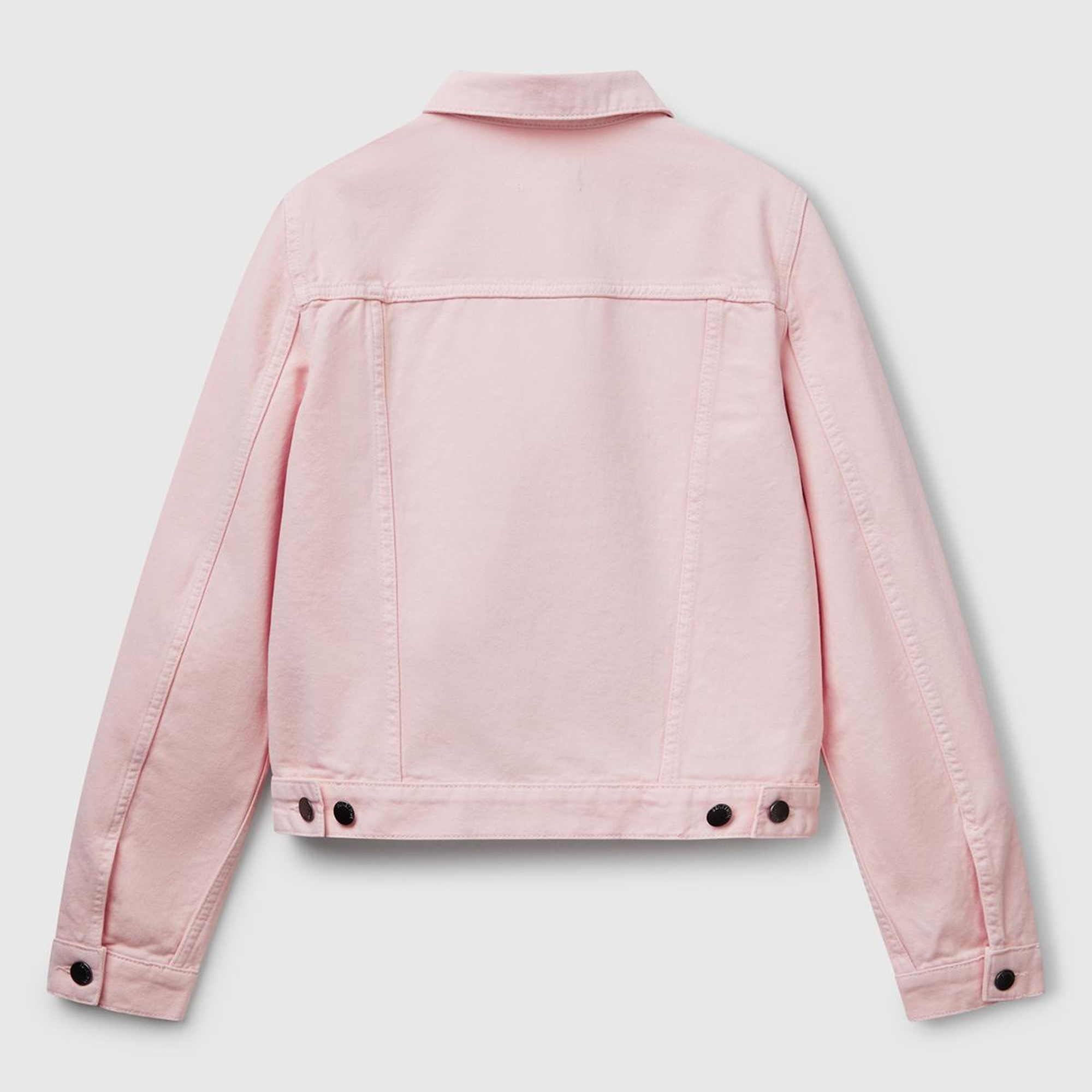 Kadın Pembe %100 Pamuk Yanları Cepli Straight Fit Denim Ceket