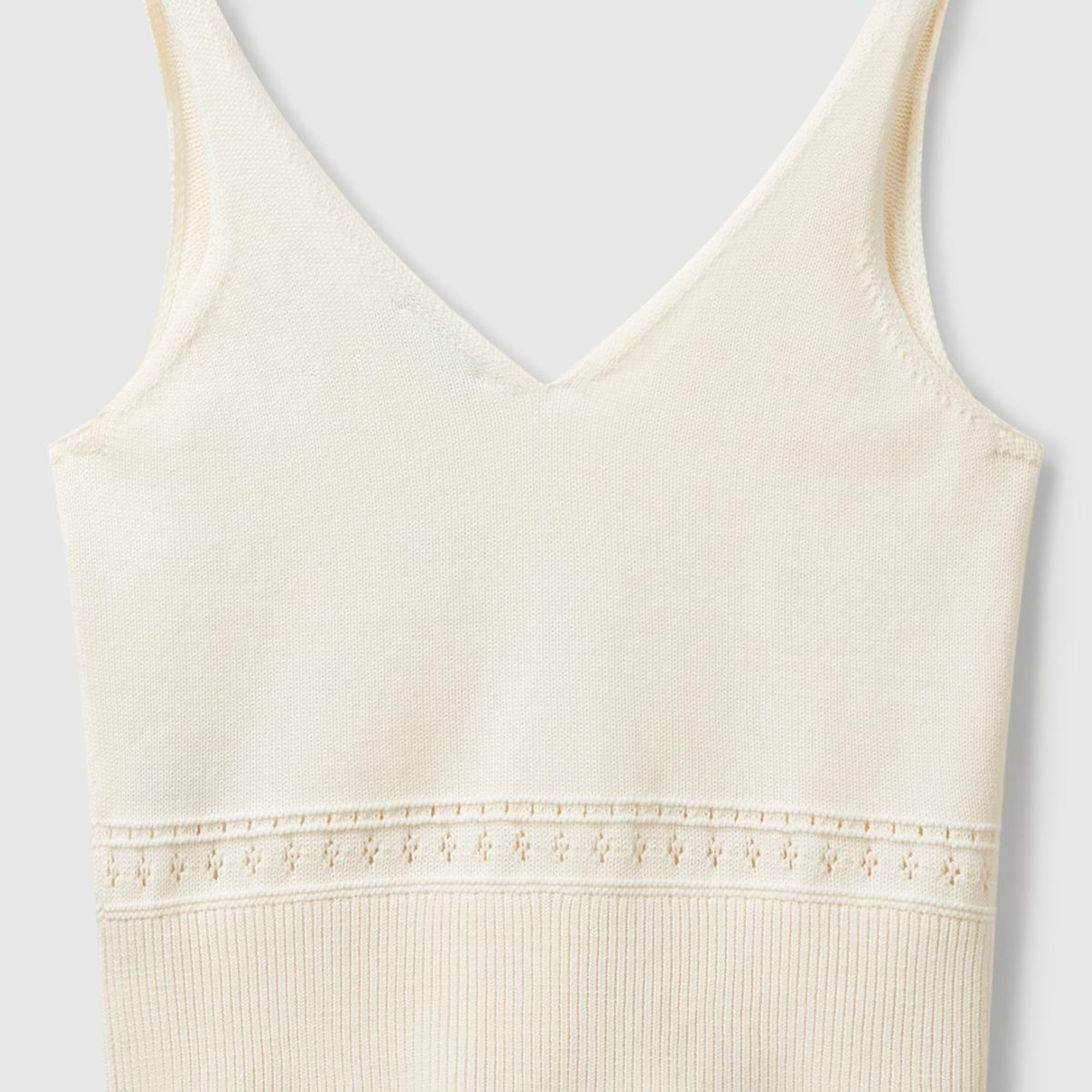 Kadın Krem %100 Pamuk Çiçek İşlemeli Göğsü Büzgülü Regular Fit Triko Atlet