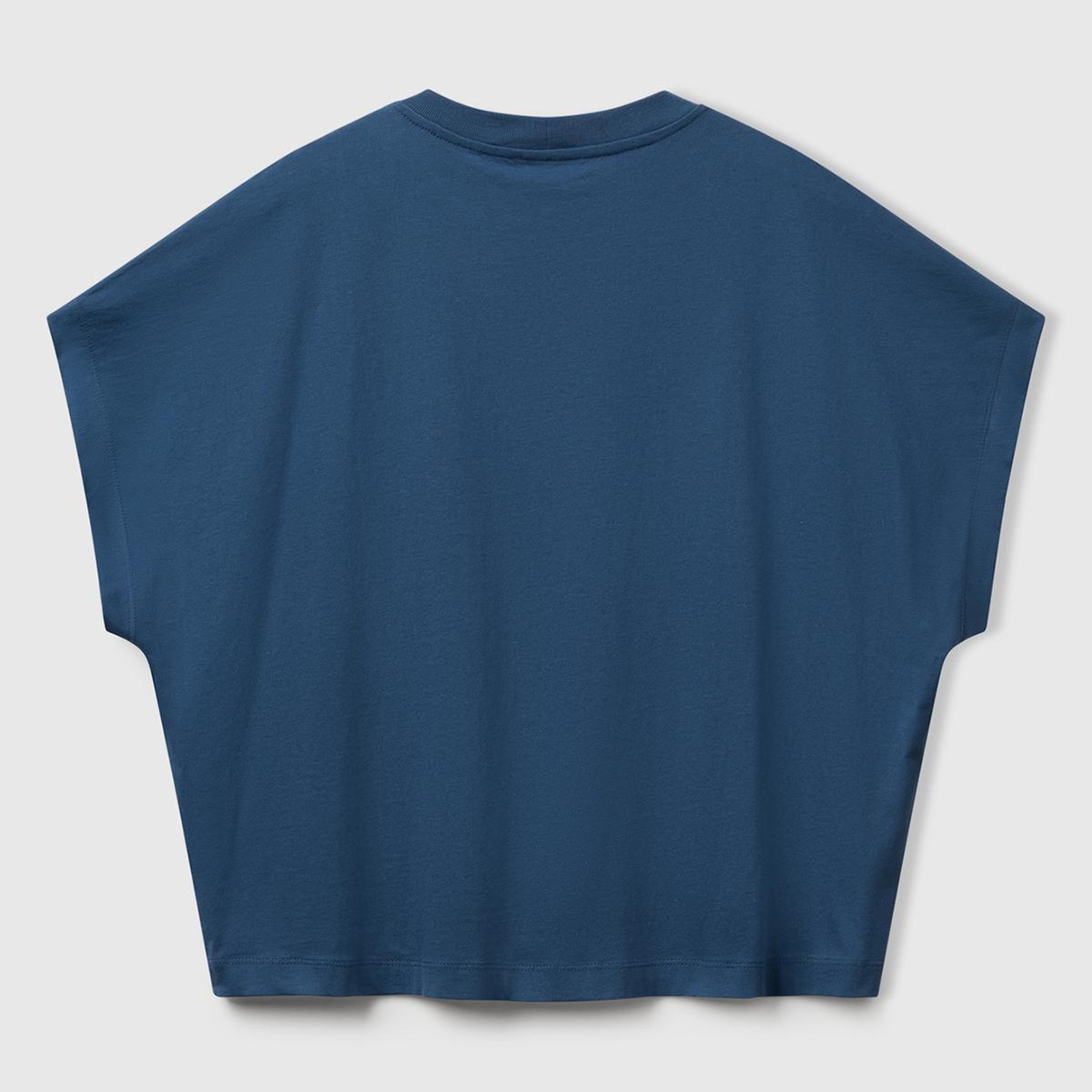 Kadın Denim %100 Pamuk Kimono Kollu Bisiklet Yaka T-Shirt