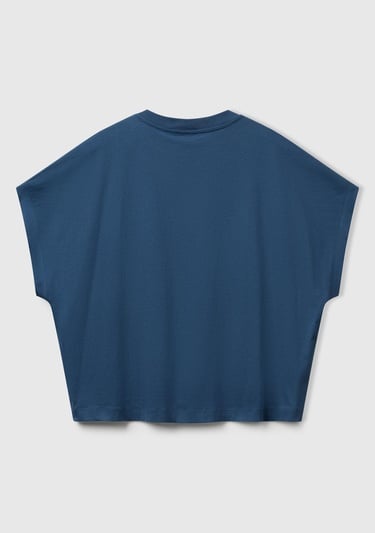  Kadın Denim %100 Pamuk Kimono Kollu Bisiklet Yaka T-Shirt