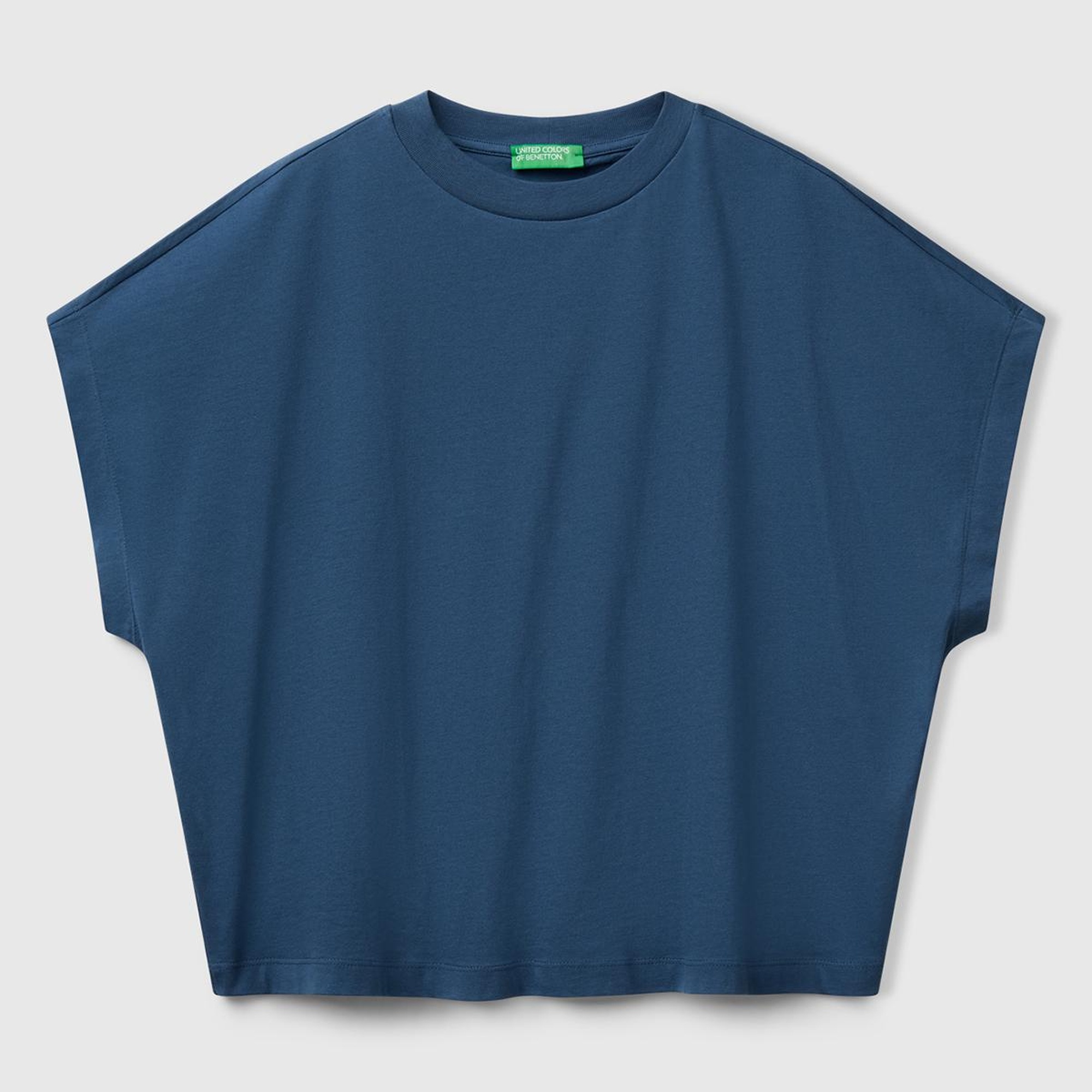 Kadın Denim %100 Pamuk Kimono Kollu Bisiklet Yaka T-Shirt