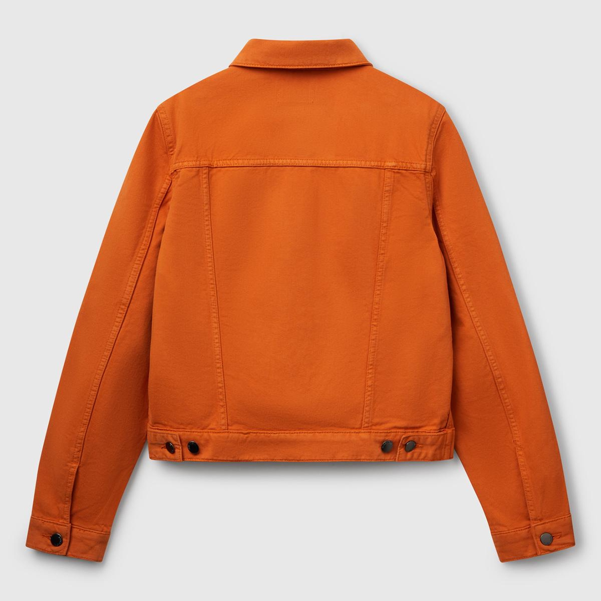 Kadın Turuncu %100 Pamuk Yanları Cepli Straight Fit Denim Ceket