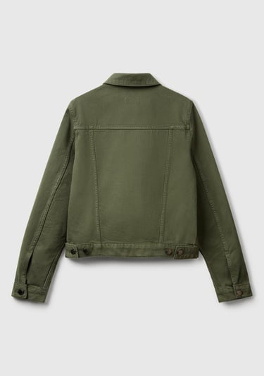  Kadın Soluk Yeşil %100 Pamuk Yanları Cepli Straight Fit Denim Ceket