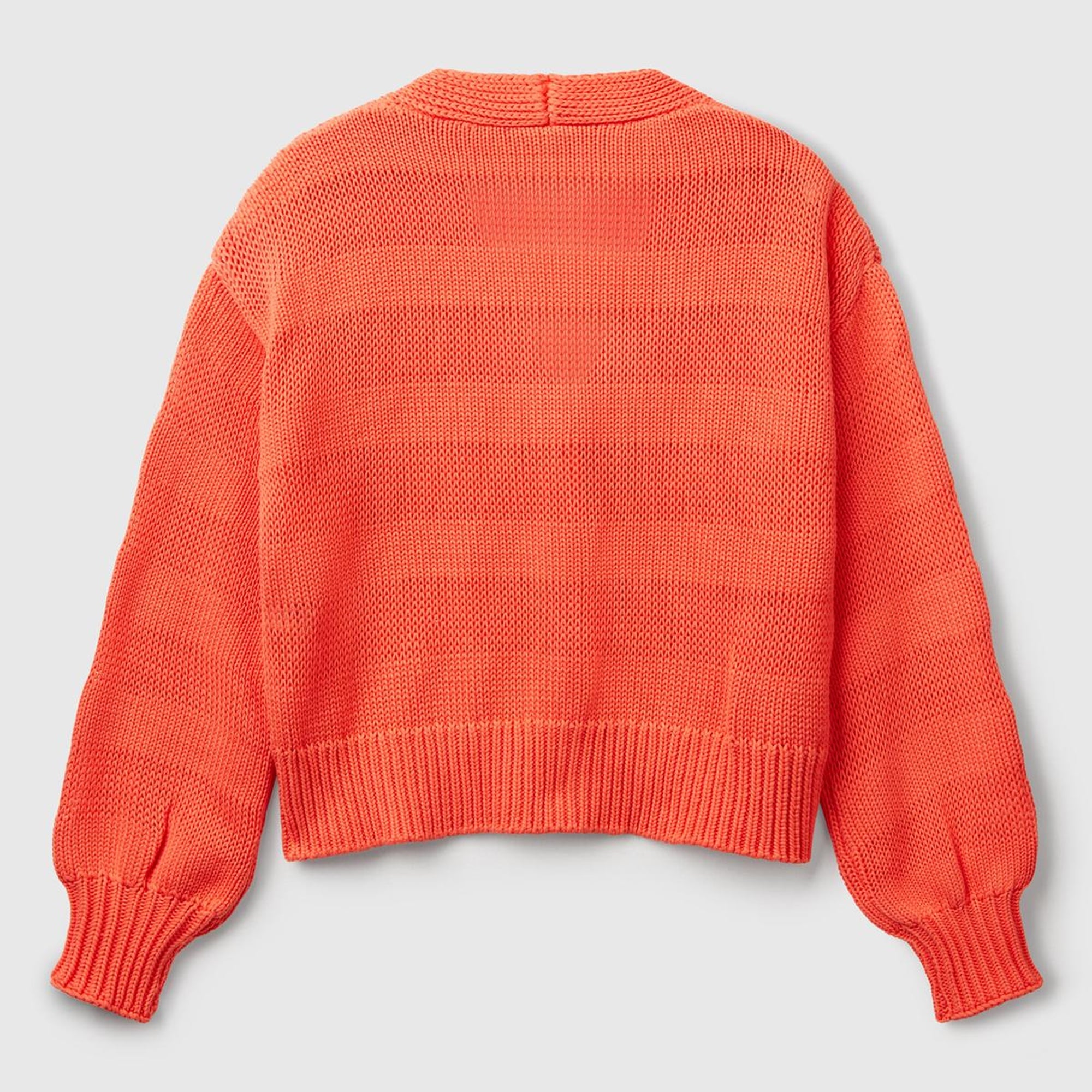 Kadın Turuncu %100 Pamuk Şerit Efektli Düşük Omuzlu Örme Relax Fit Hırka