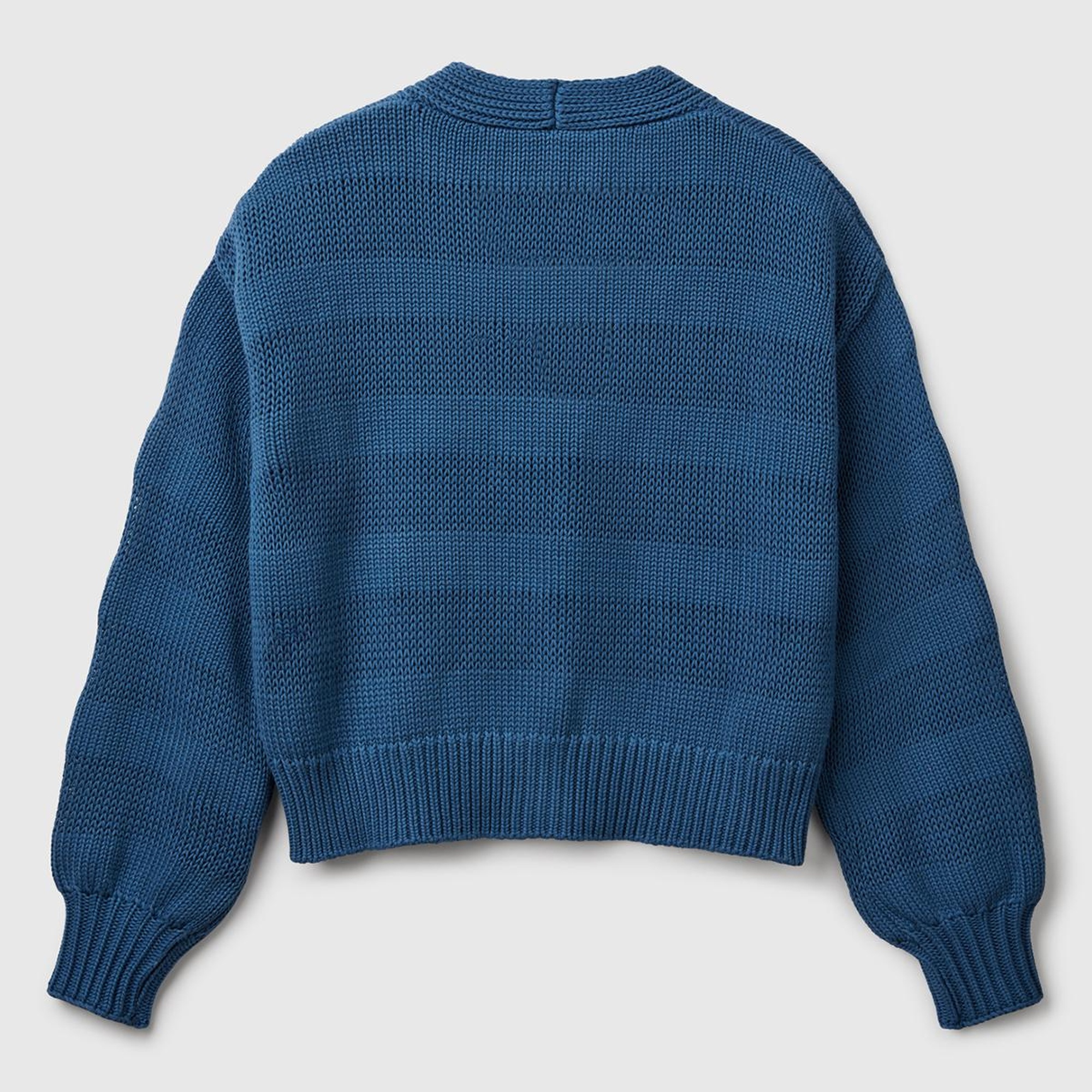 Kadın Denim %100 Pamuk Şerit Efektli Düşük Omuzlu Örme Relax Fit Hırka