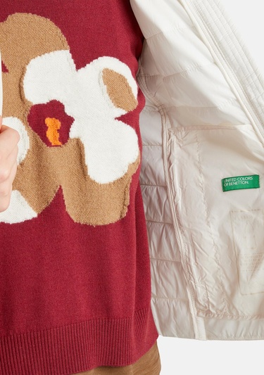  Kadın Krem Polyester Dolgulu Fermuarlı Slim Fit Pufa Yelek