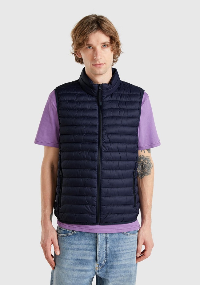  Erkek Lacivert Polyester Dolgulu Regular Fit Yelek