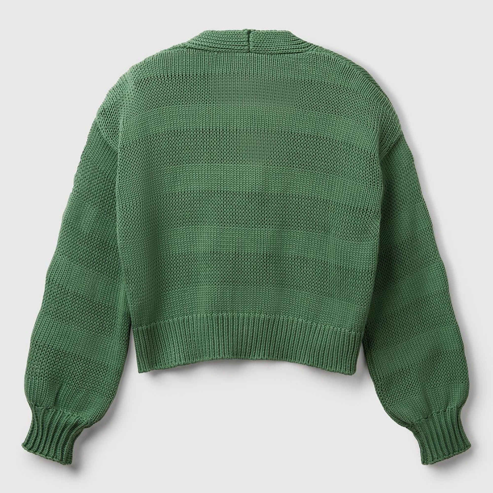 Kadın Açık Yeşil %100 Pamuk Şerit Efektli Düşük Omuzlu Örme Relax Fit Hırka