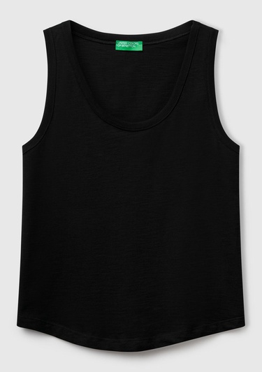  Kadın Siyah %100 Pamuk Nervür Detaylı  Atlet