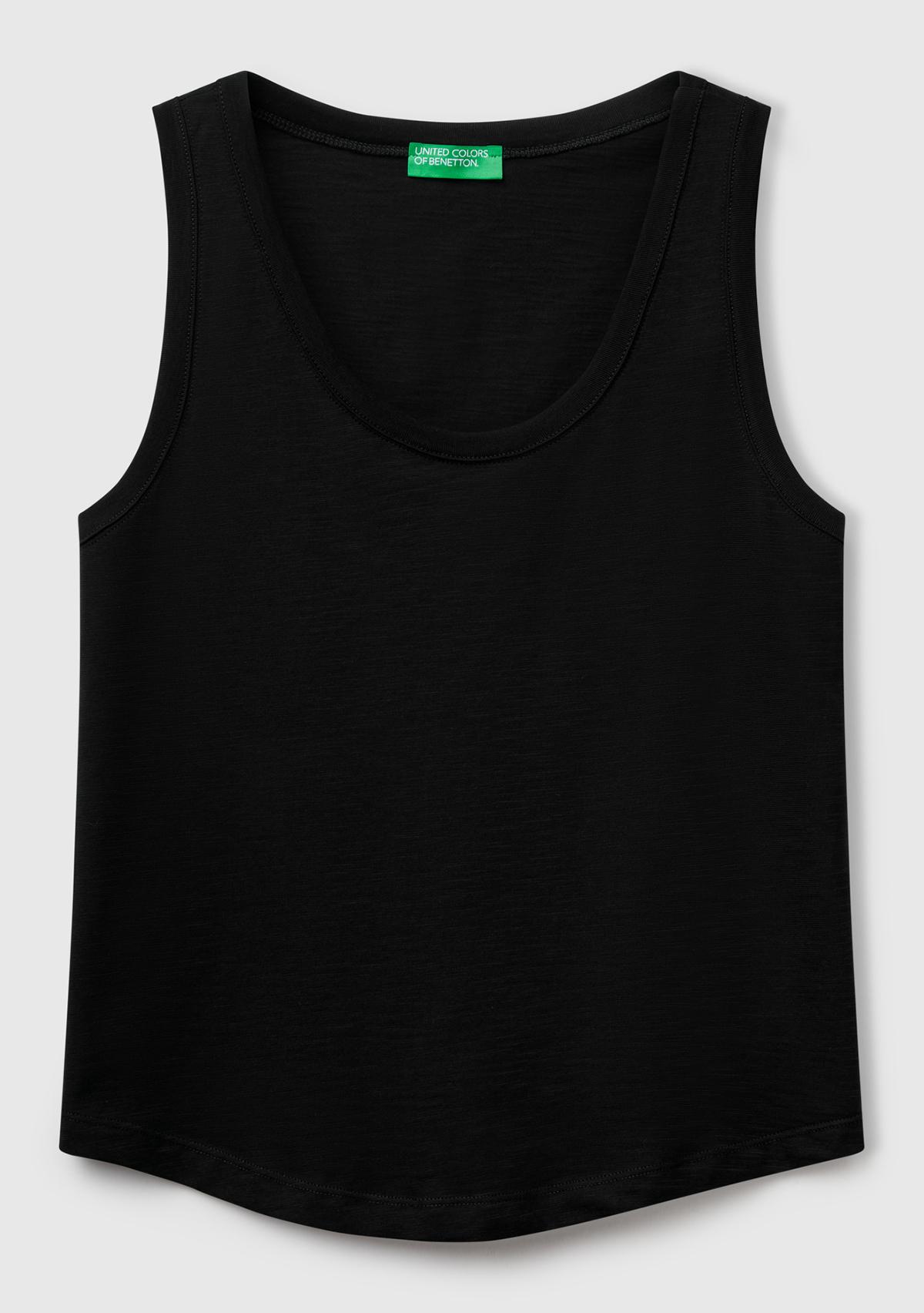  Kadın Siyah %100 Pamuk Nervür Detaylı  Atlet