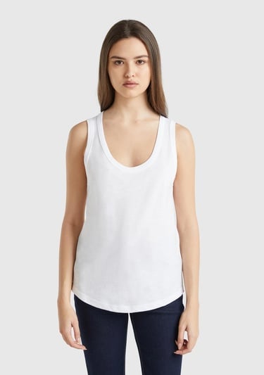  Kadın Beyaz %100 Pamuk Nervür Detaylı  Atlet