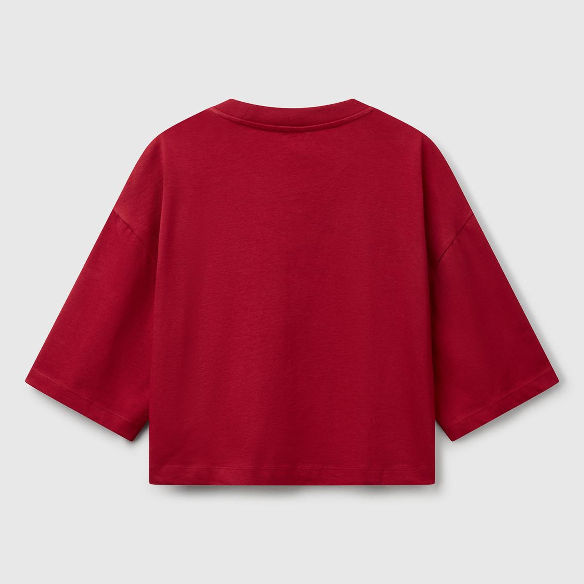 Kadın Bordo %100 Koton Çiçek Desenli Boxy Fit T-Shirt