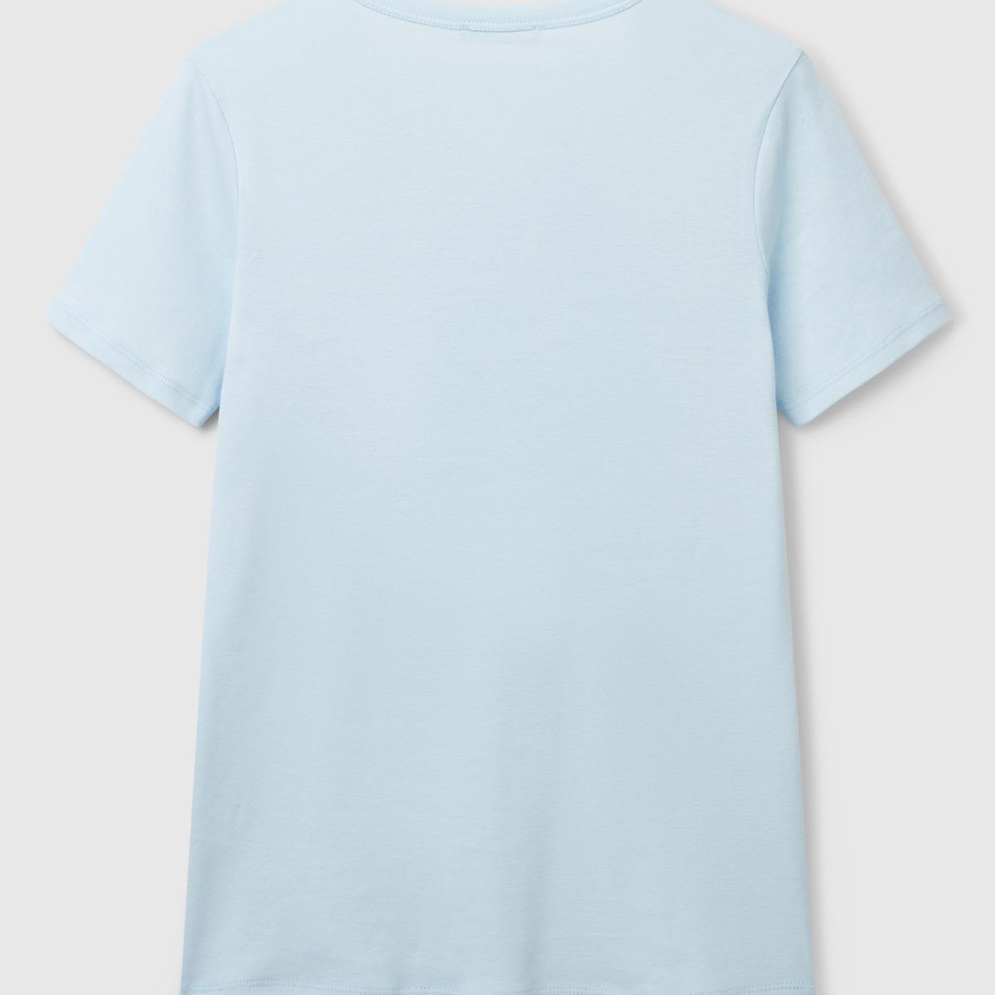 Kadın Açık Mavi %100 Koton Basic Kısa Kollu Bisiklet Yaka T-Shirt