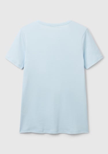  Kadın Açık Mavi %100 Koton Basic Kısa Kollu Bisiklet Yaka T-Shirt