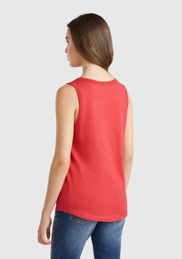  Kadın Mercan %100 Pamuk Nervür Detaylı  Atlet