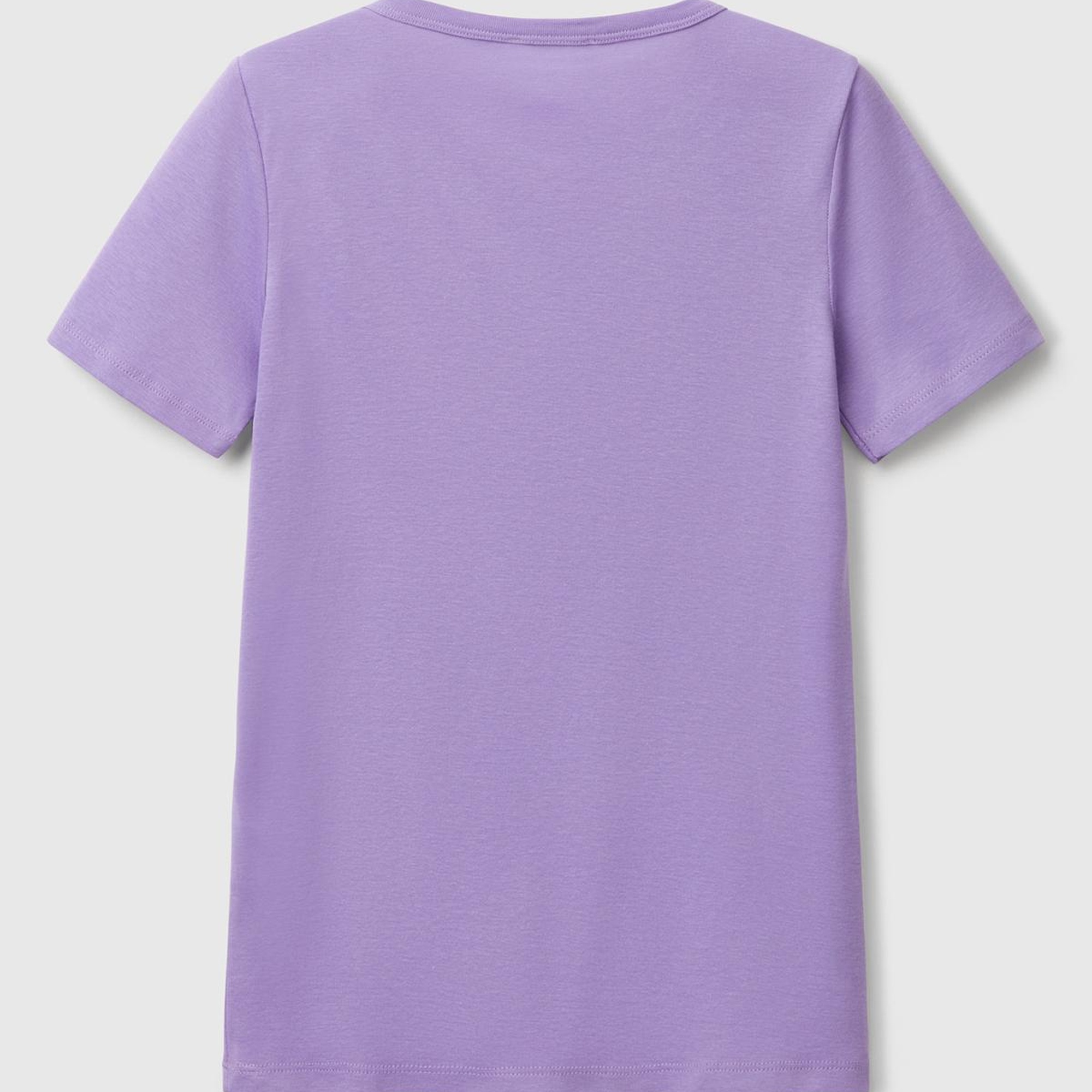 Kadın Mor %100 Koton Benetton Yazılı Basic T-Shirt