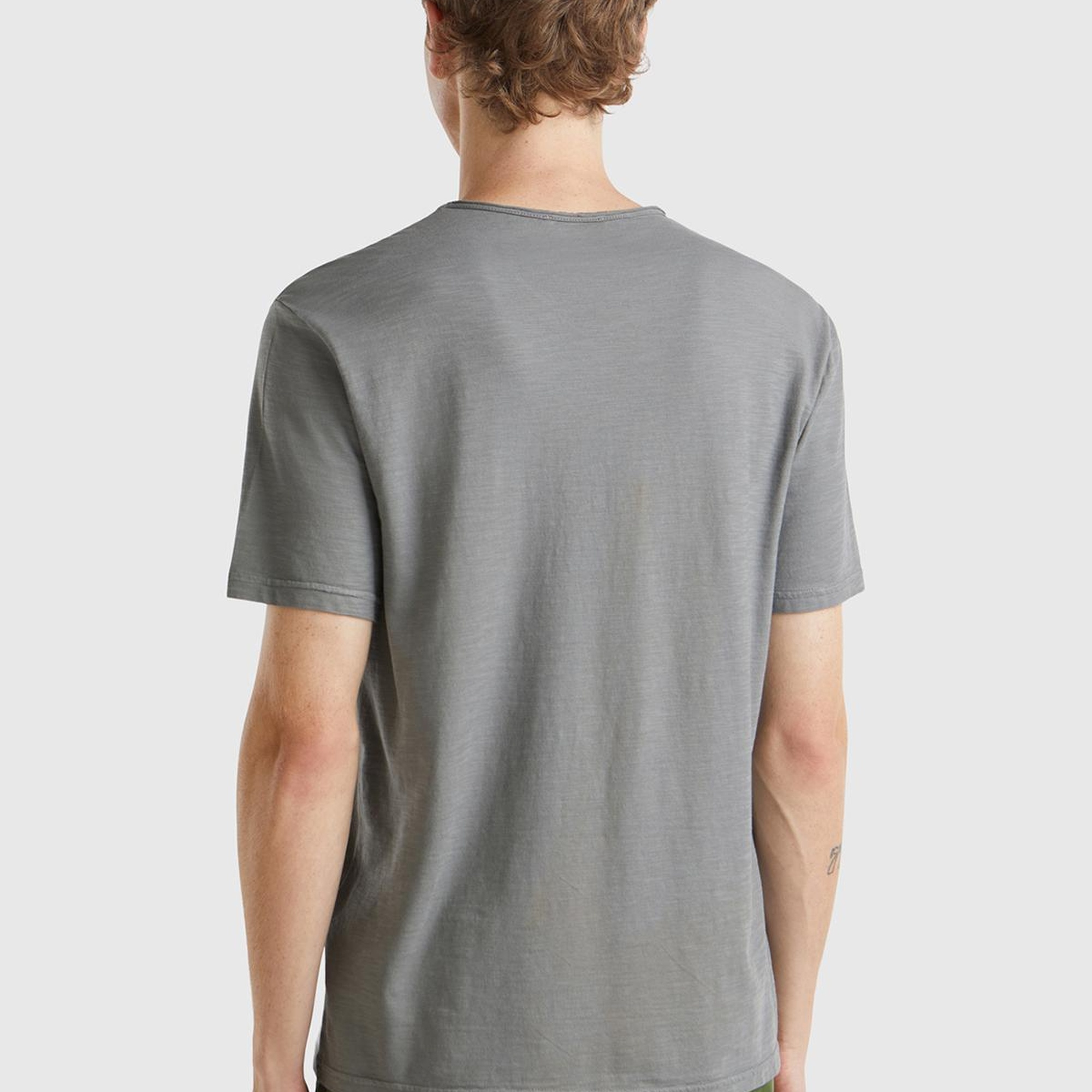 Erkek Antrasit Bisiklet Yaka Slub T-shirt