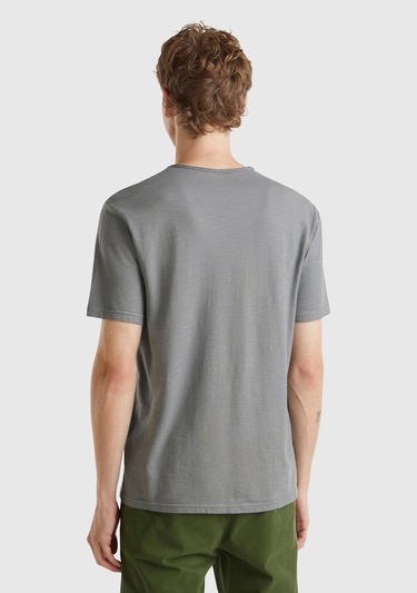  Erkek Antrasit Bisiklet Yaka Slub T-shirt