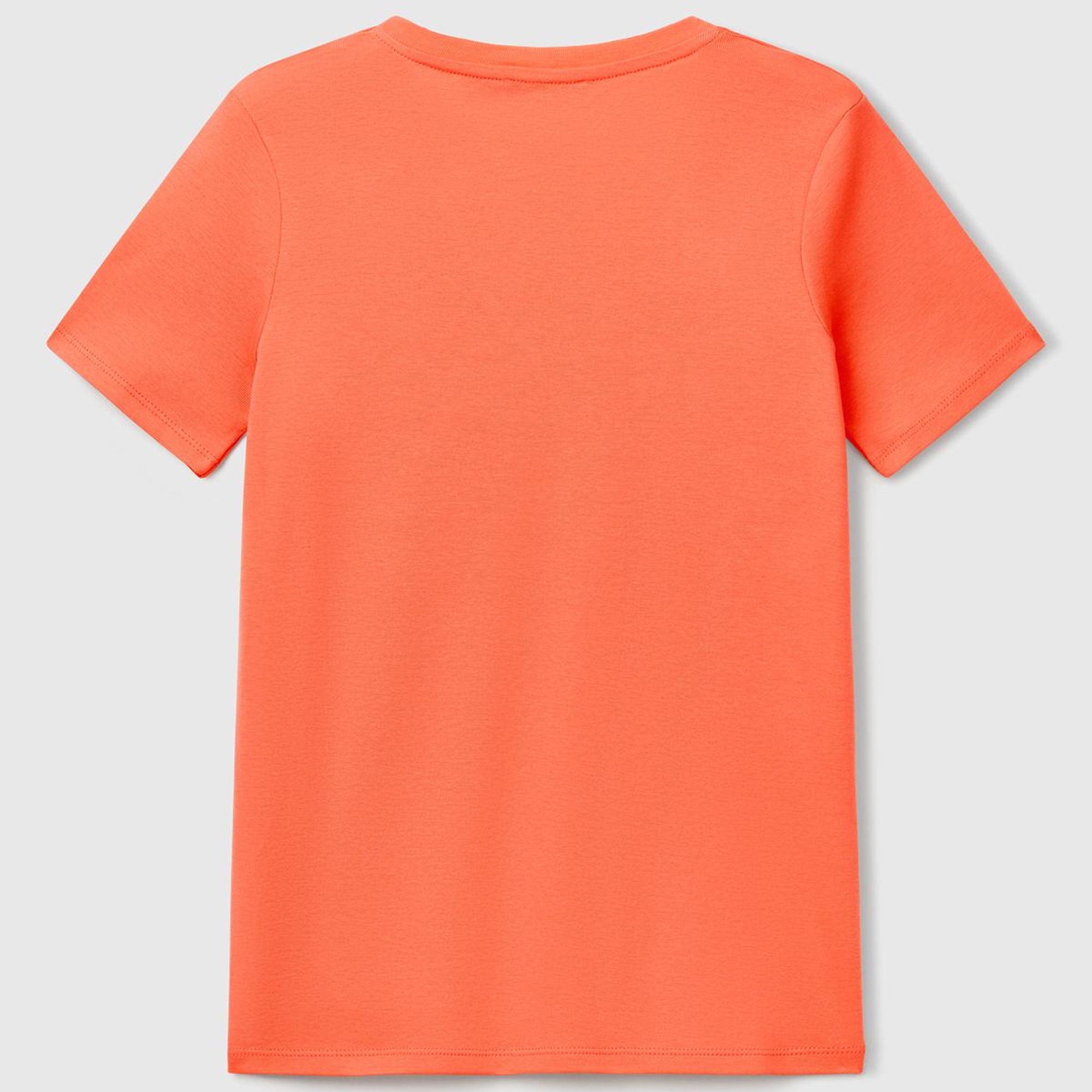 Kadın Turuncu %100 Pamuk V Yaka Basic T-Shirt