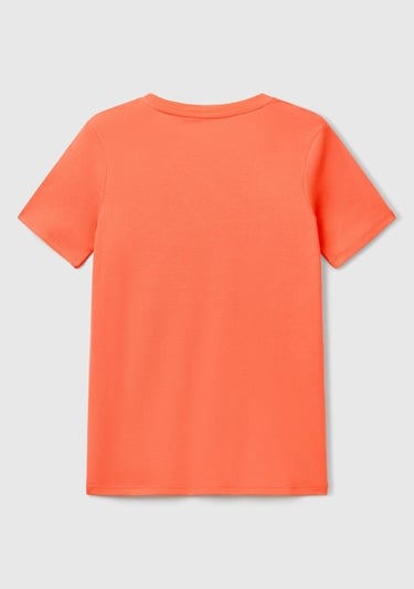  Kadın Turuncu %100 Pamuk V Yaka Basic T-Shirt
