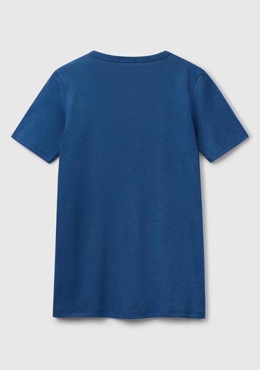  Kadın Denim %100 Koton Basic Kısa Kollu Bisiklet Yaka T-Shirt