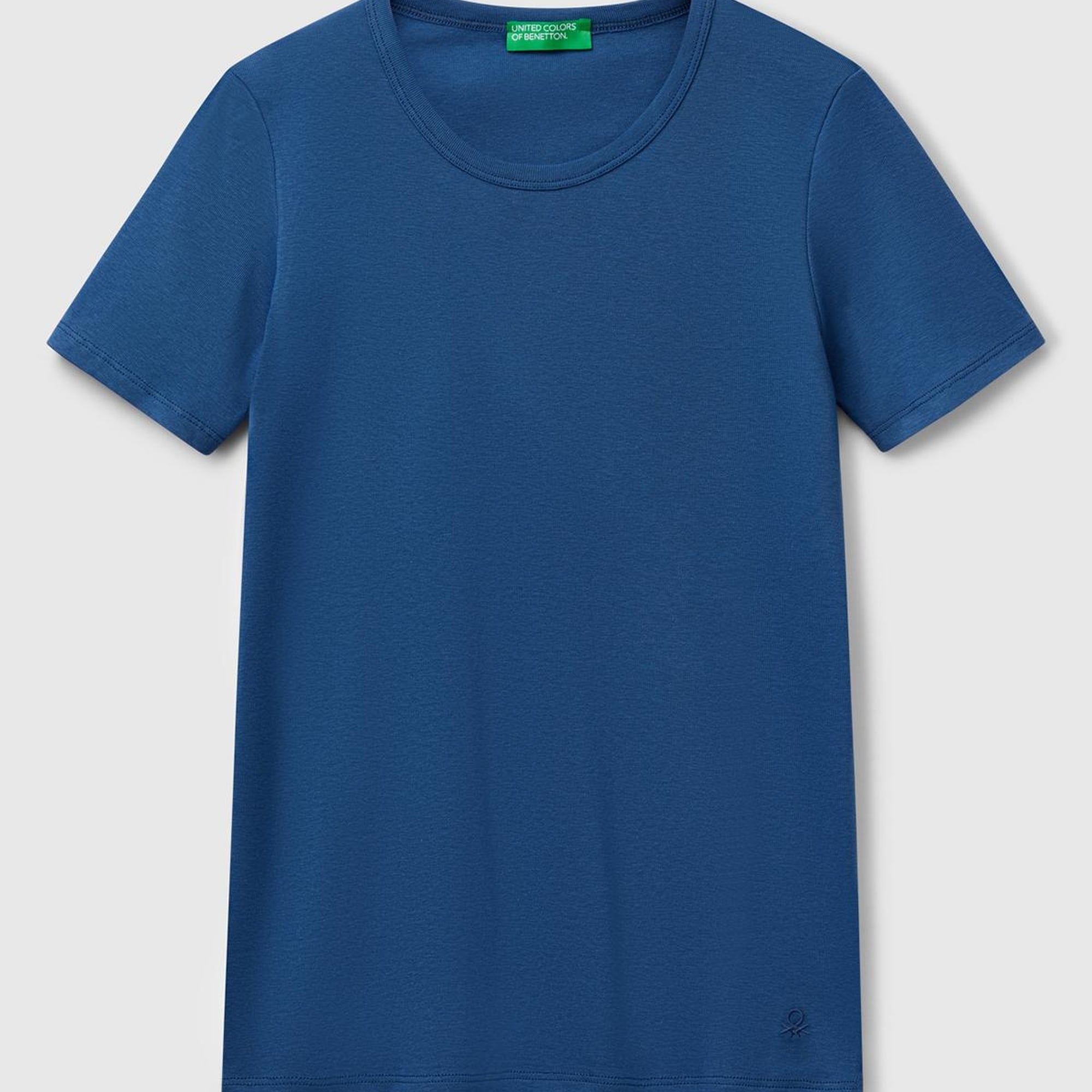 Kadın Denim %100 Koton Basic Kısa Kollu Bisiklet Yaka T-Shirt