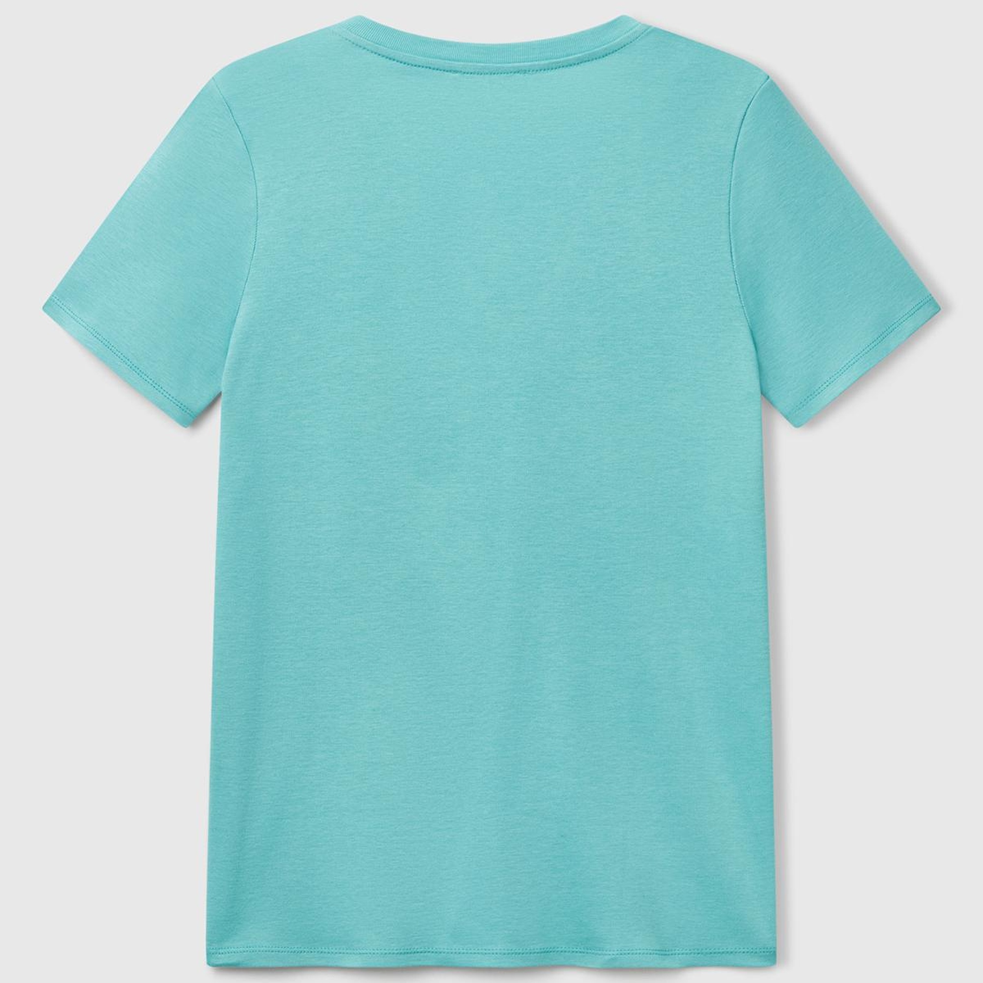 Kadın Buz Mavisi %100 Pamuk V Yaka Basic T-Shirt