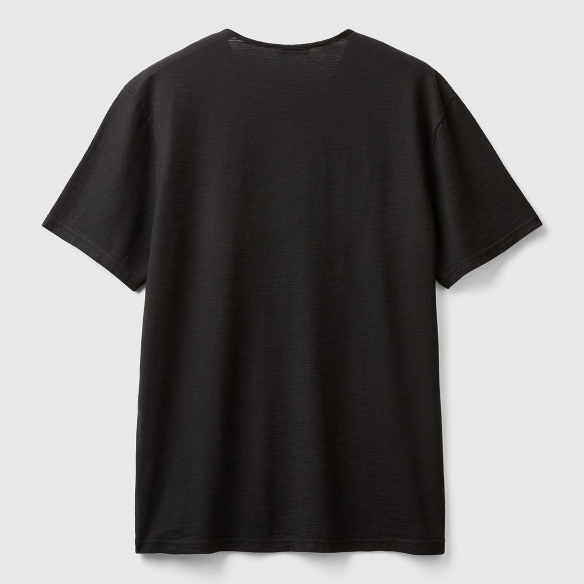 Erkek Siyah V Yaka Slub T-shirt