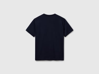  Erkek Lacivert %100 Pamuk Göğsü Yama Logo İşlemeli Bisiklet Yaka T-Shirt