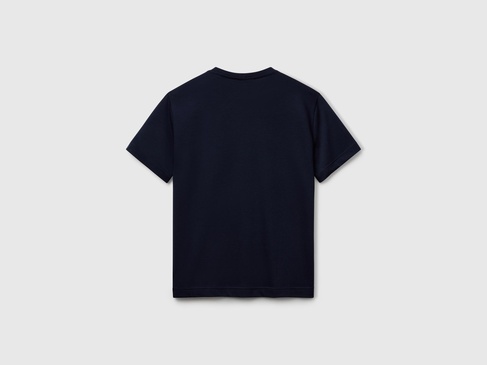  Erkek Lacivert %100 Pamuk Göğsü Yama Logo İşlemeli Bisiklet Yaka T-Shirt