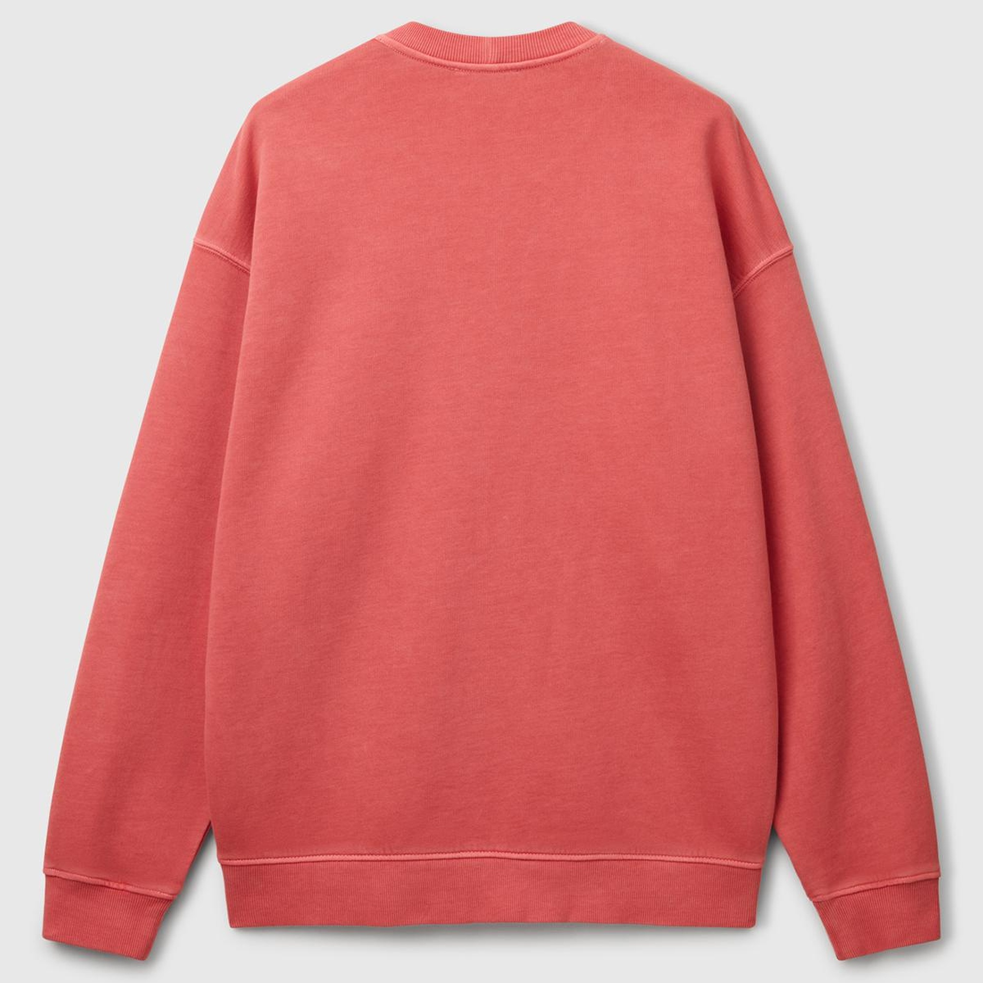 Erkek Mercan Pamuklu Logo Etiketi Detaylı Bisiklet Yaka Sweatshirt