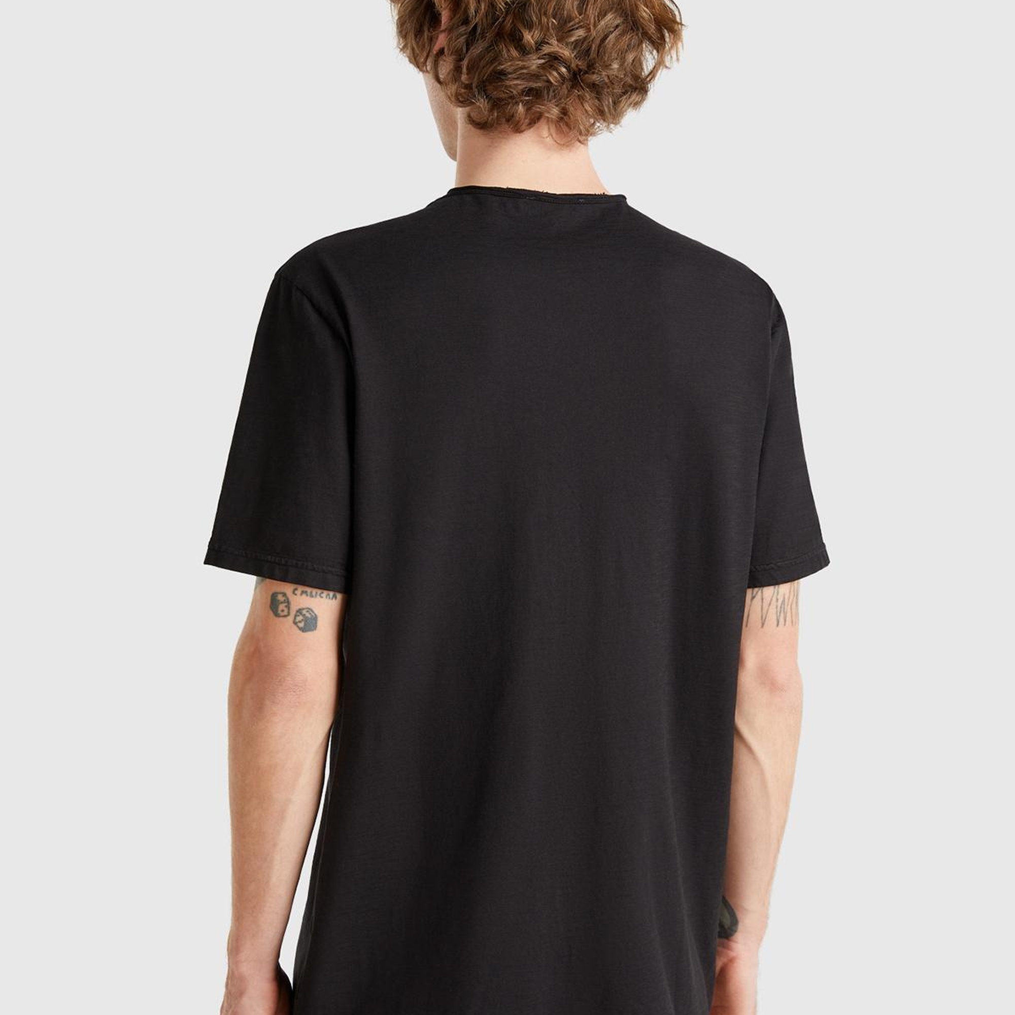 Erkek Siyah Bisiklet Yaka Slub T-shirt