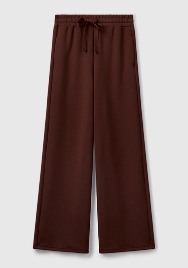  Kadın Kahverengi Modal Karışımlı Bol Paça Eşofman Altı