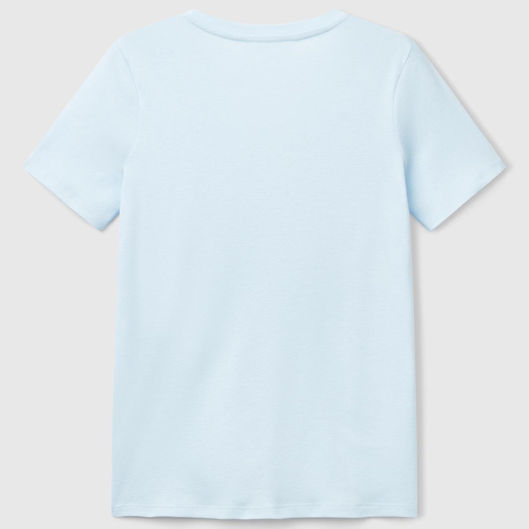 Kadın Açık Mavi %100 Pamuk V Yaka Basic T-Shirt