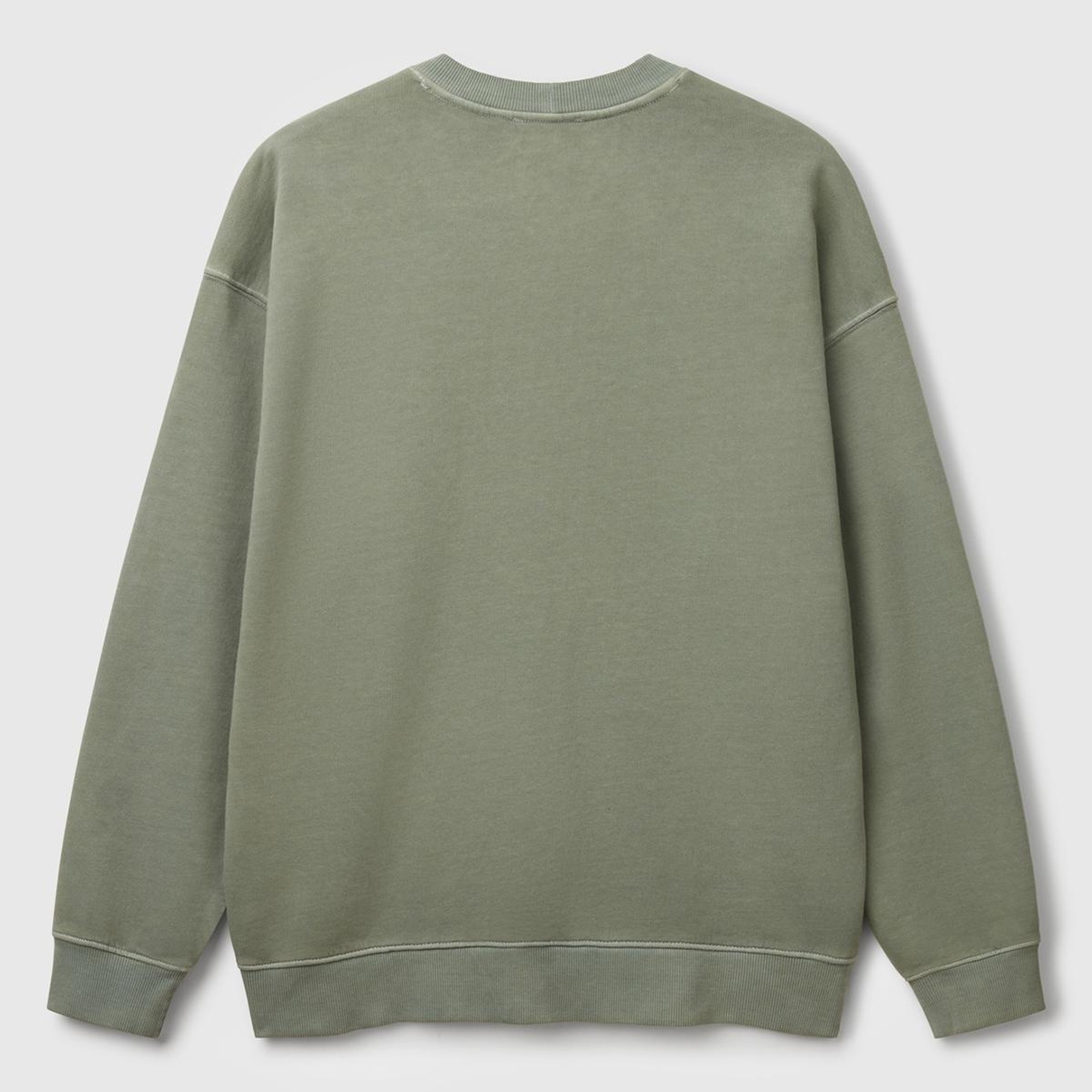 Erkek Yeşil Pamuklu Logo Etiketi Detaylı Bisiklet Yaka Sweatshirt