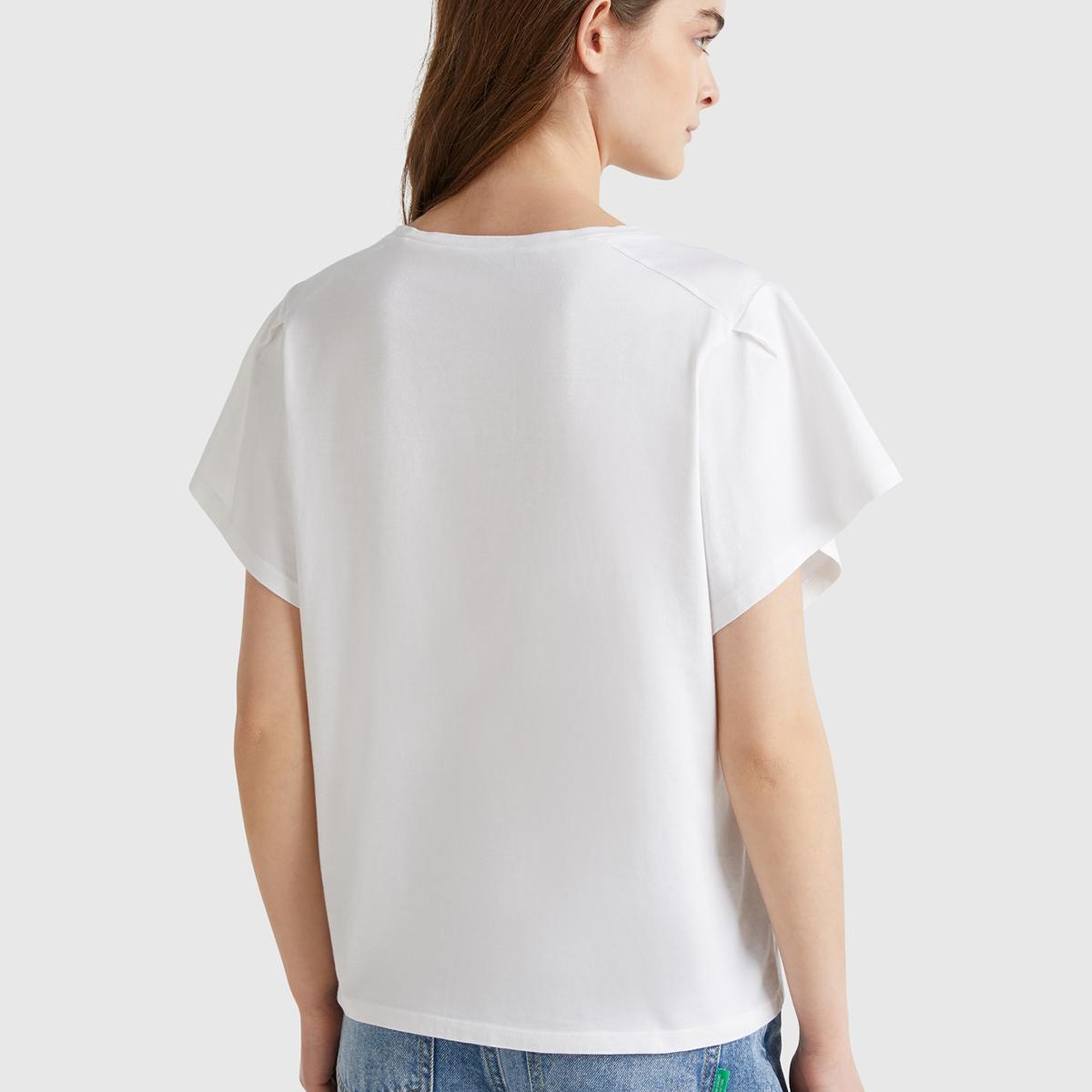 Kadın Beyaz %100 Pamuk Önü Yazı Baskılı Relax Fit T-Shirt