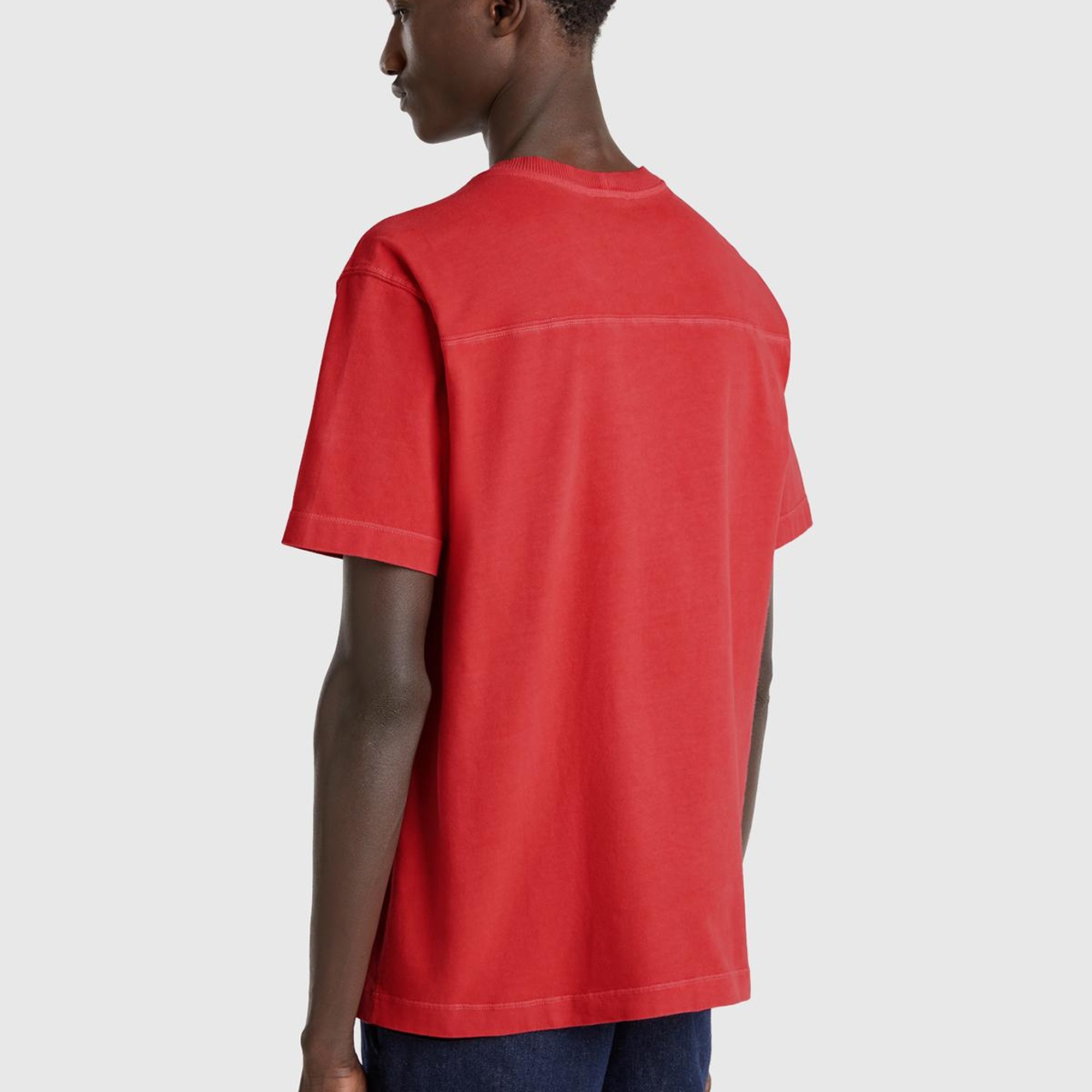 Erkek Mercan %100 Pamuk Logo Baskılı Relax Fit T-Shirt