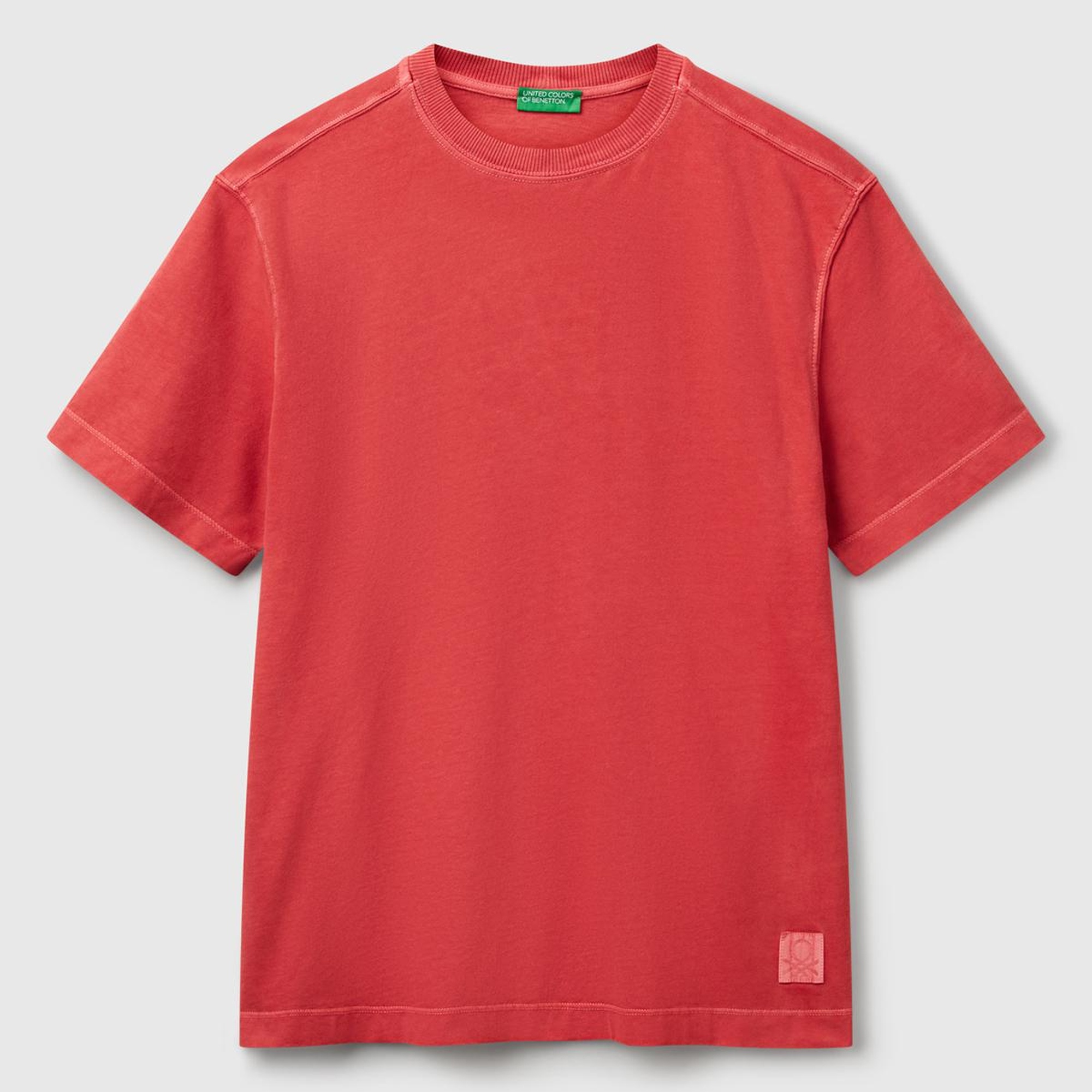 Erkek Mercan %100 Pamuk Logo Baskılı Relax Fit T-Shirt