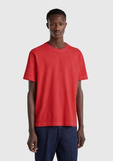  Erkek Mercan %100 Pamuk Logo Baskılı Relax Fit T-Shirt