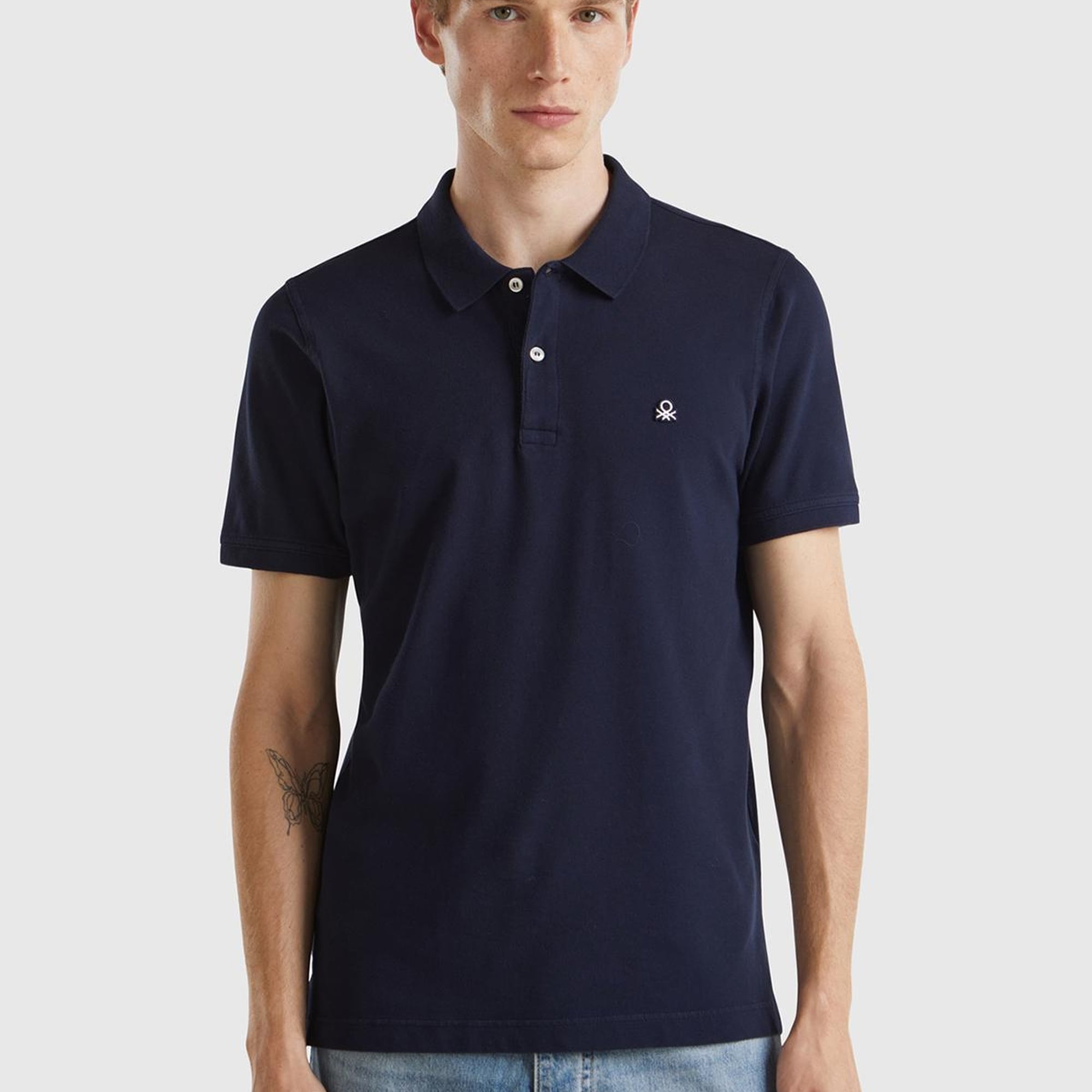 Erkek Lacivert %100 Koton Slim Fit Polo T-Shirt