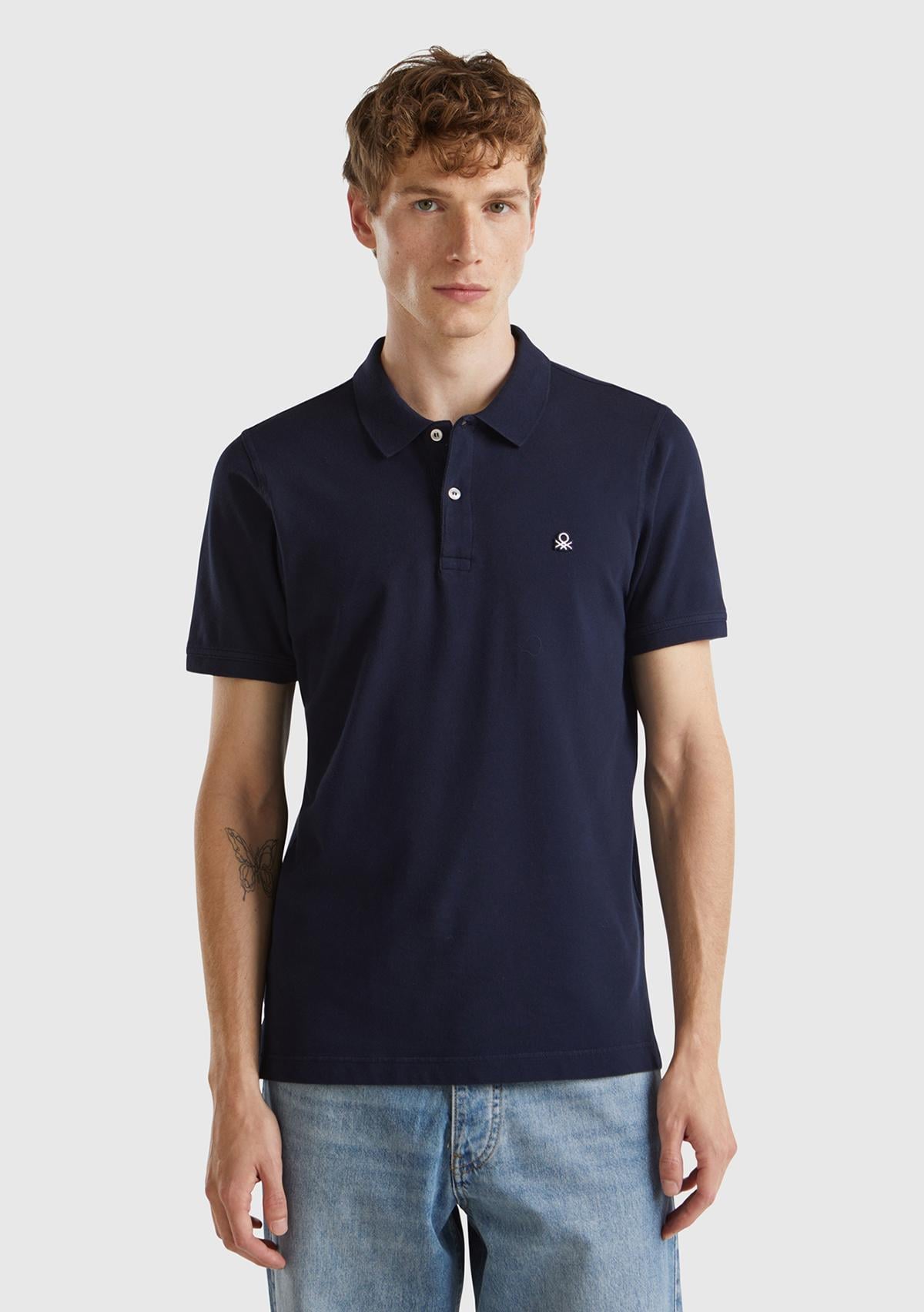  Erkek Lacivert %100 Koton Slim Fit Polo T-Shirt