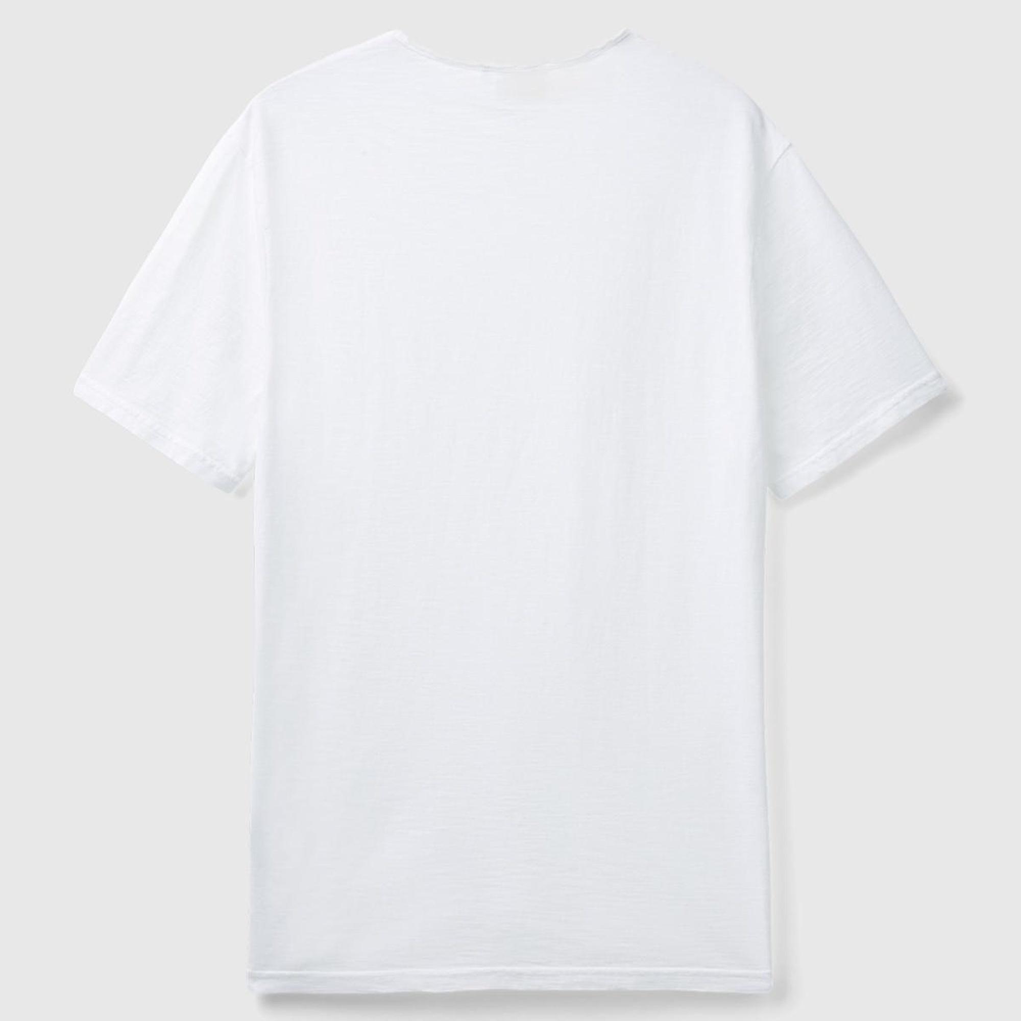 Erkek Beyaz Bisiklet Yaka Slub T-shirt