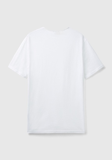  Erkek Beyaz Bisiklet Yaka Slub T-shirt