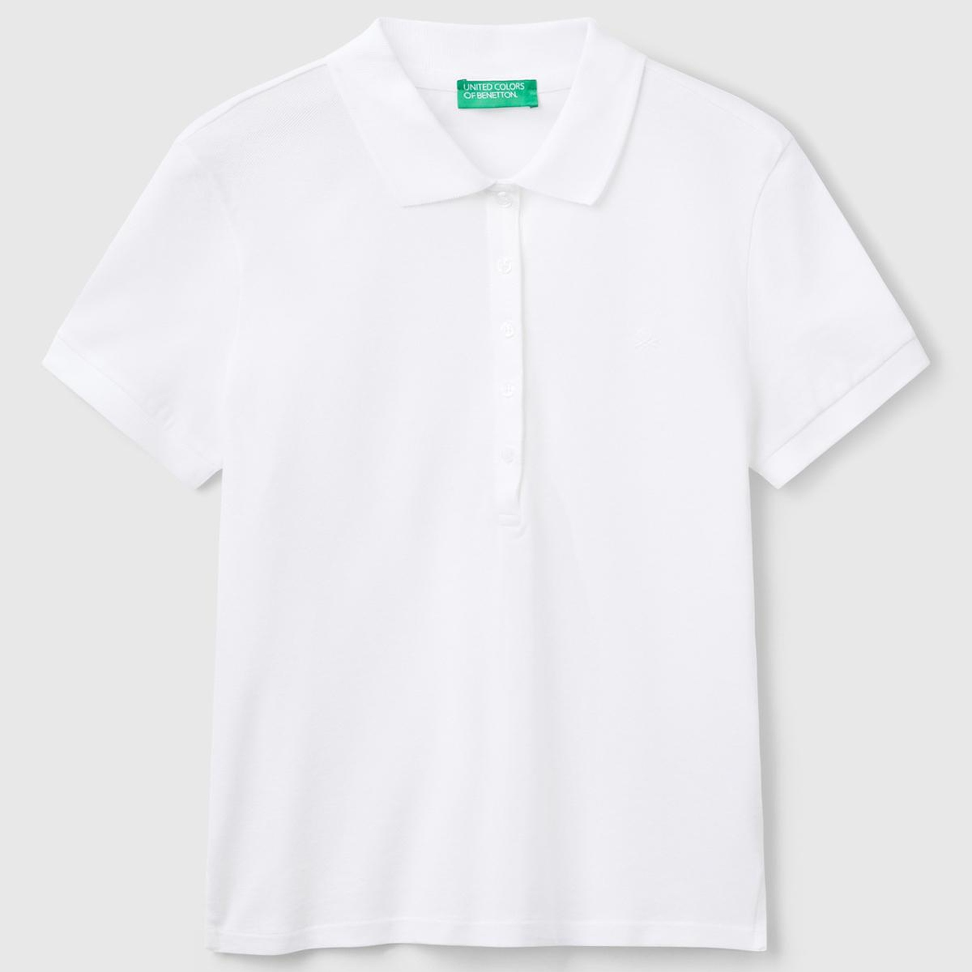 Kadın Beyaz Pamuk Karışımlı Sol Önü Logo Nakışlı Slim Fit Polo T-Shirt