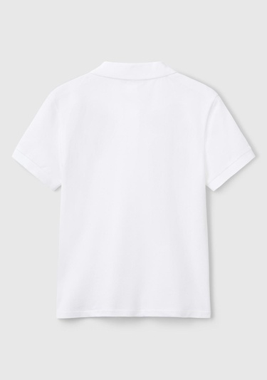  Kadın Beyaz Pamuk Karışımlı Sol Önü Logo Nakışlı Slim Fit Polo T-Shirt