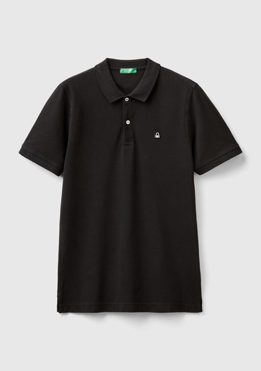 Erkek Siyah %100 Koton Slim Fit Polo T-Shirt