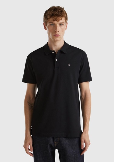  Erkek Siyah %100 Koton Slim Fit Polo T-Shirt