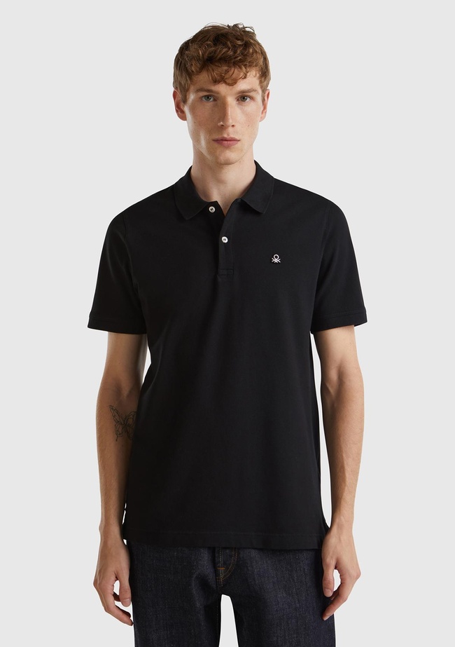  Erkek Siyah %100 Koton Slim Fit Polo T-Shirt