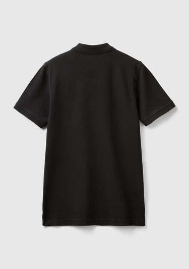  Erkek Siyah %100 Koton Slim Fit Polo T-Shirt